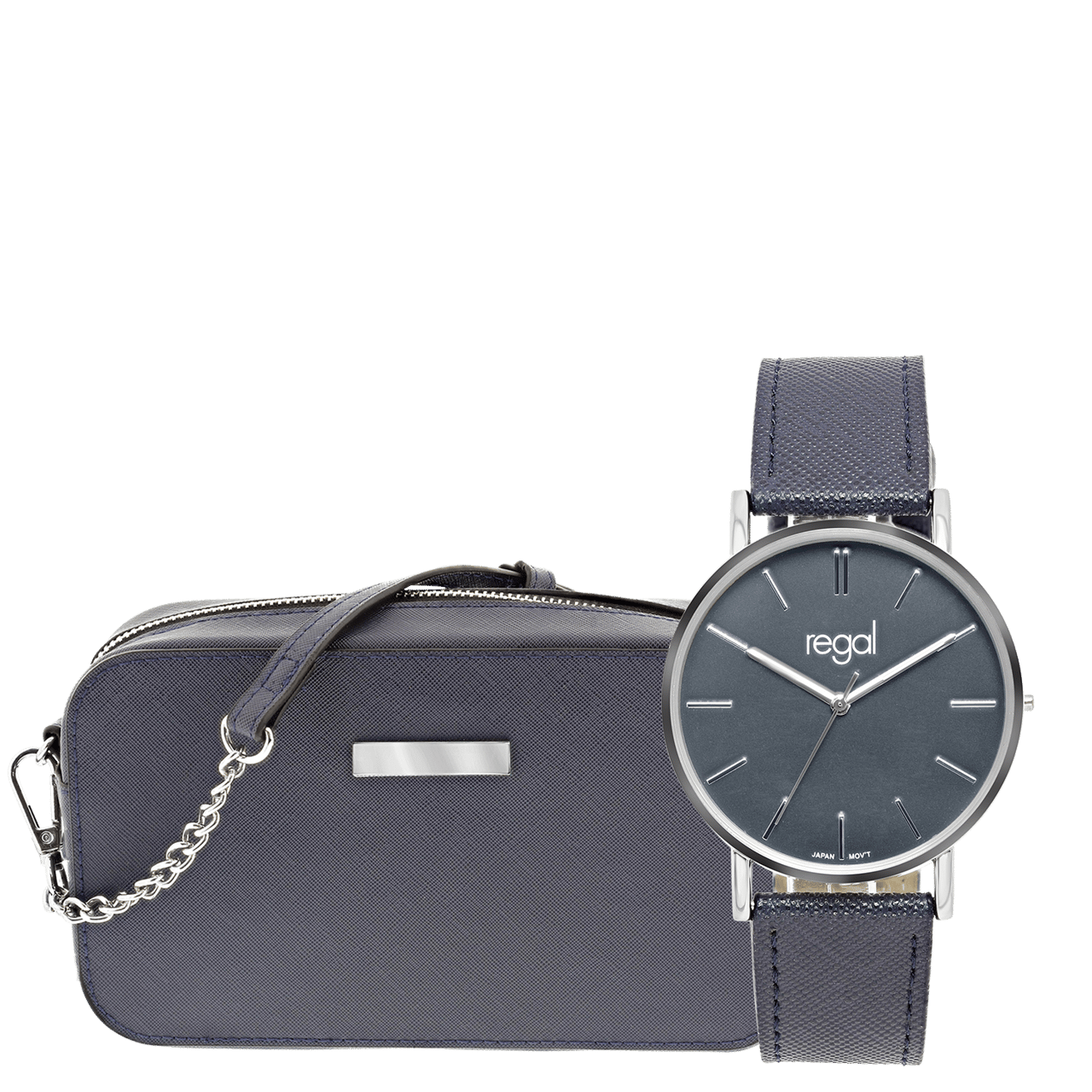 Regal horloge met een blauwe pu leren band
