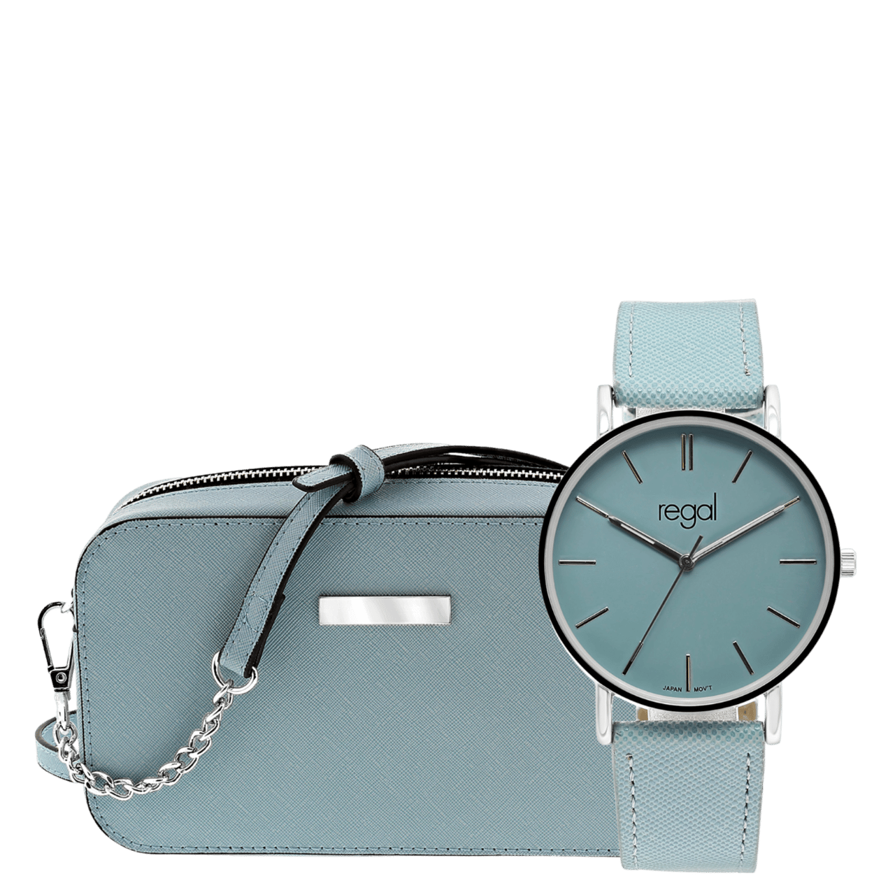 Hellblaue Schultertasche