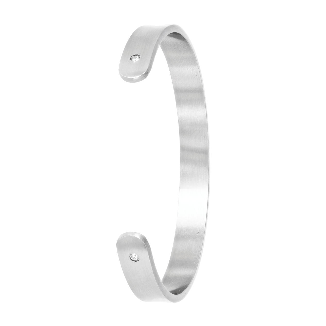 Gerecycleerd stalen armband bangle 8mm mat met zirkonia