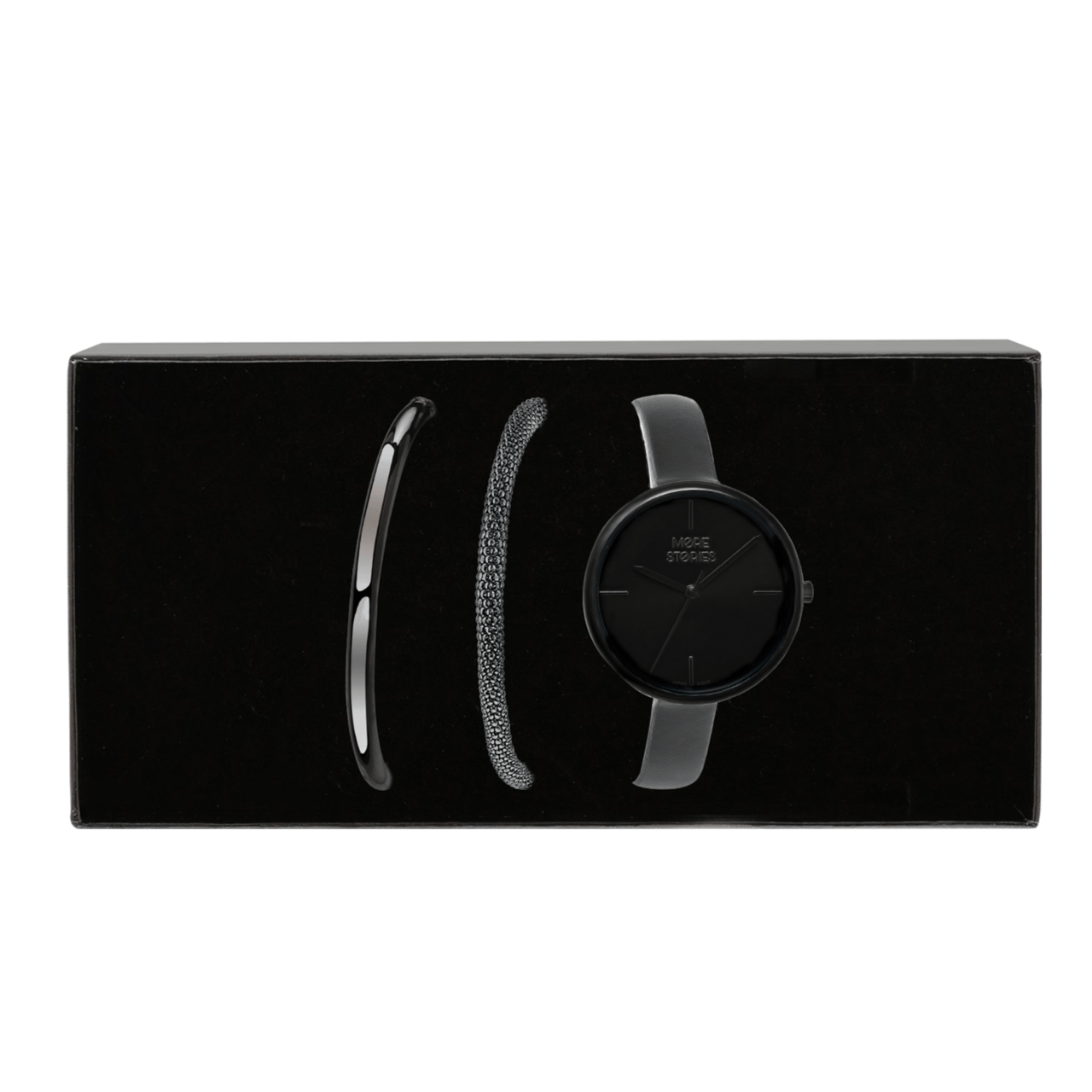 Zilveren blackplated sieradenset met horloge