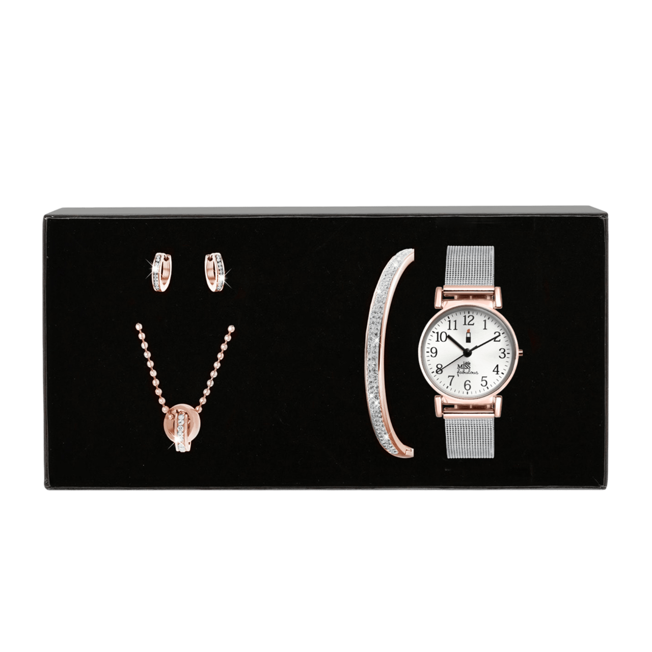 Gerecycleerd stainless steel kinderset roseplated met kristal