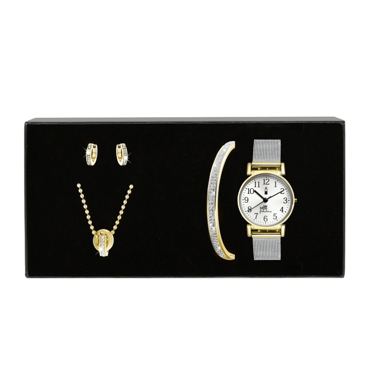 Stainless steel goldplated kindersieradenset met kristal