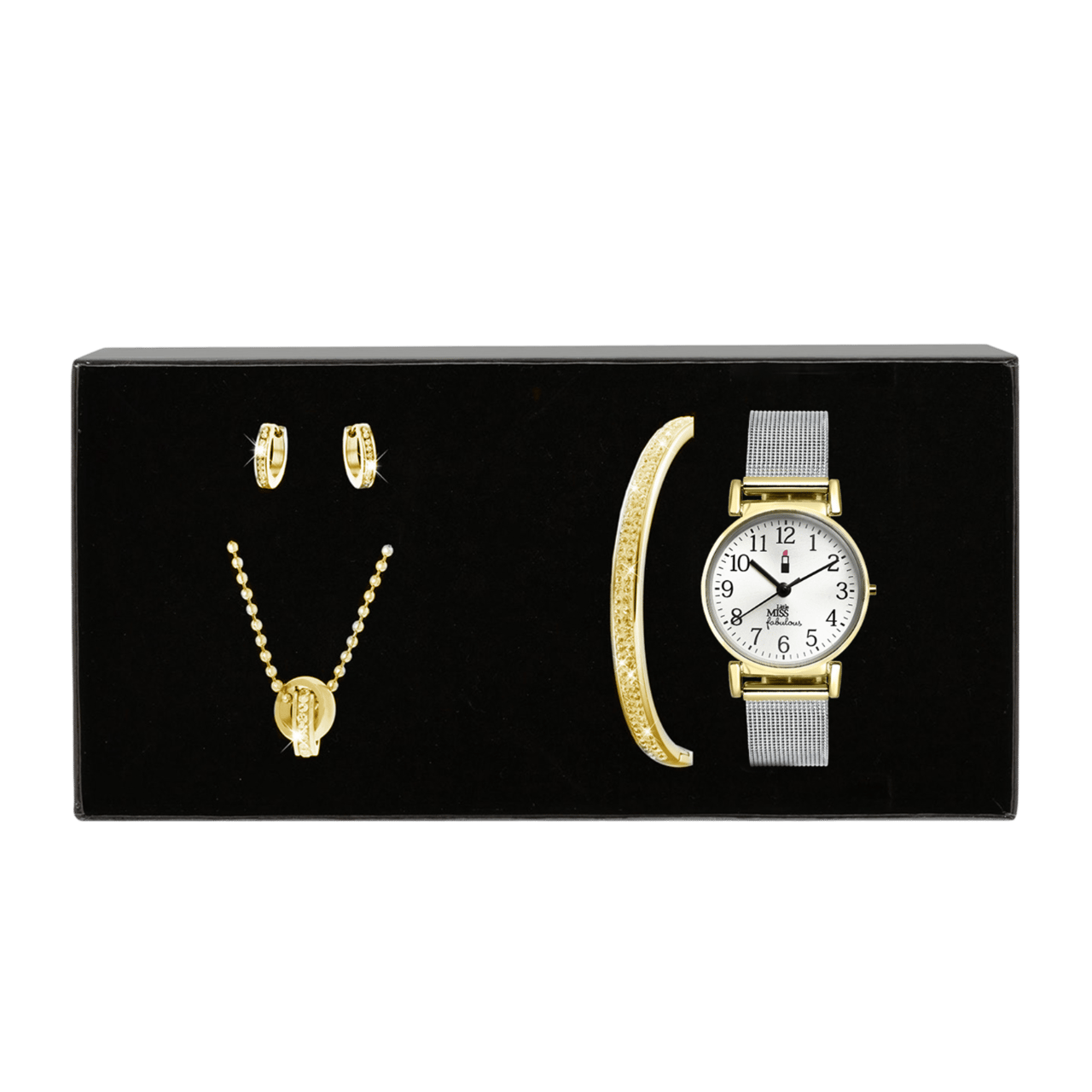 Stalen goldplated kinderset met colorado kristal