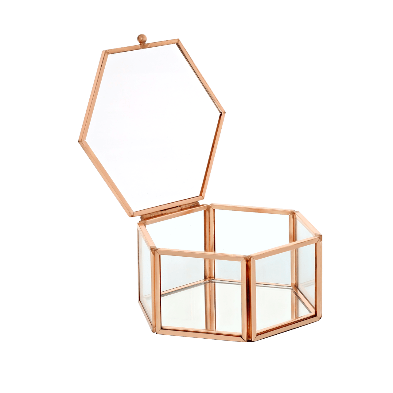 Sieradendoos glas hexagon small