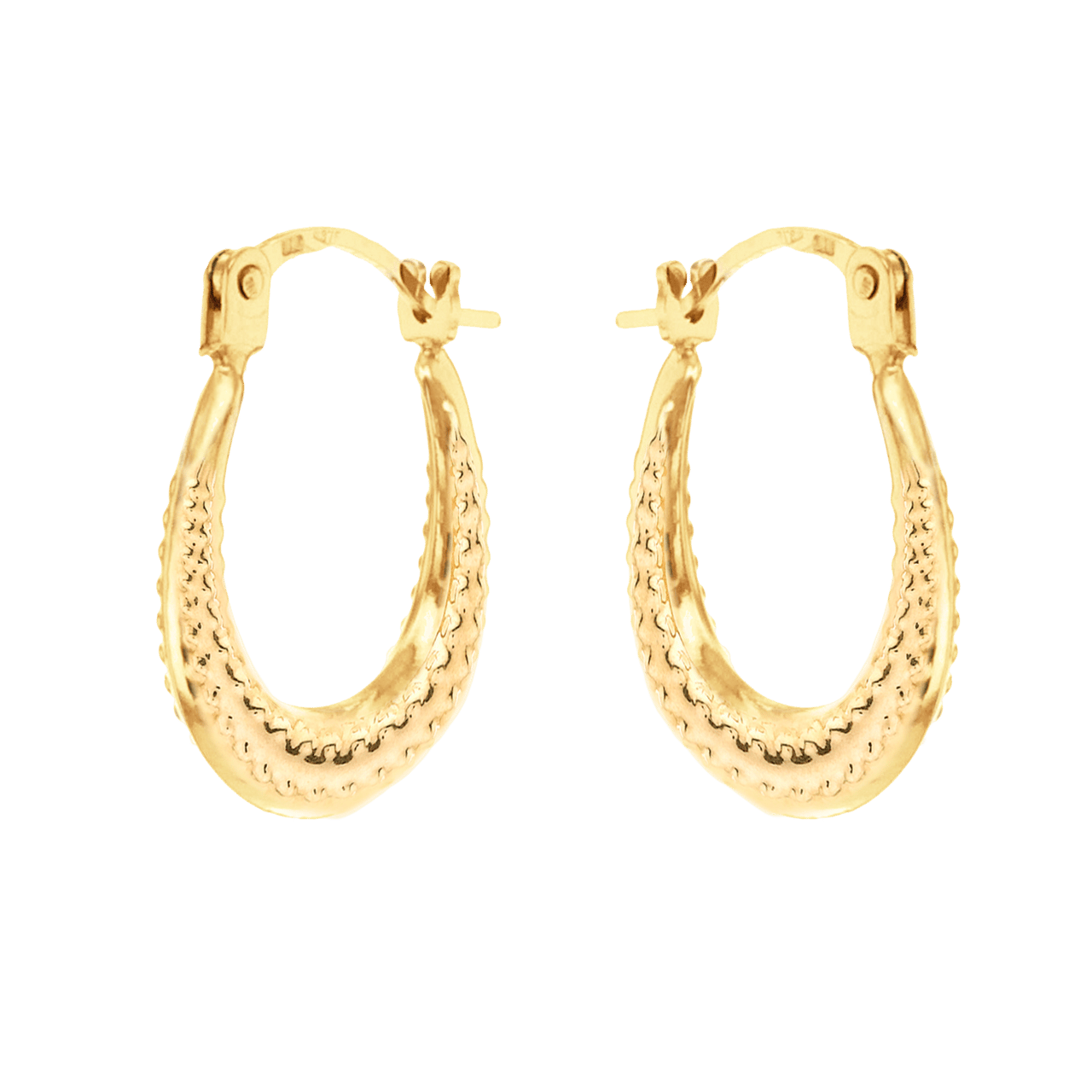 Ohrringe aus 375 Gold, oval, mit Muster