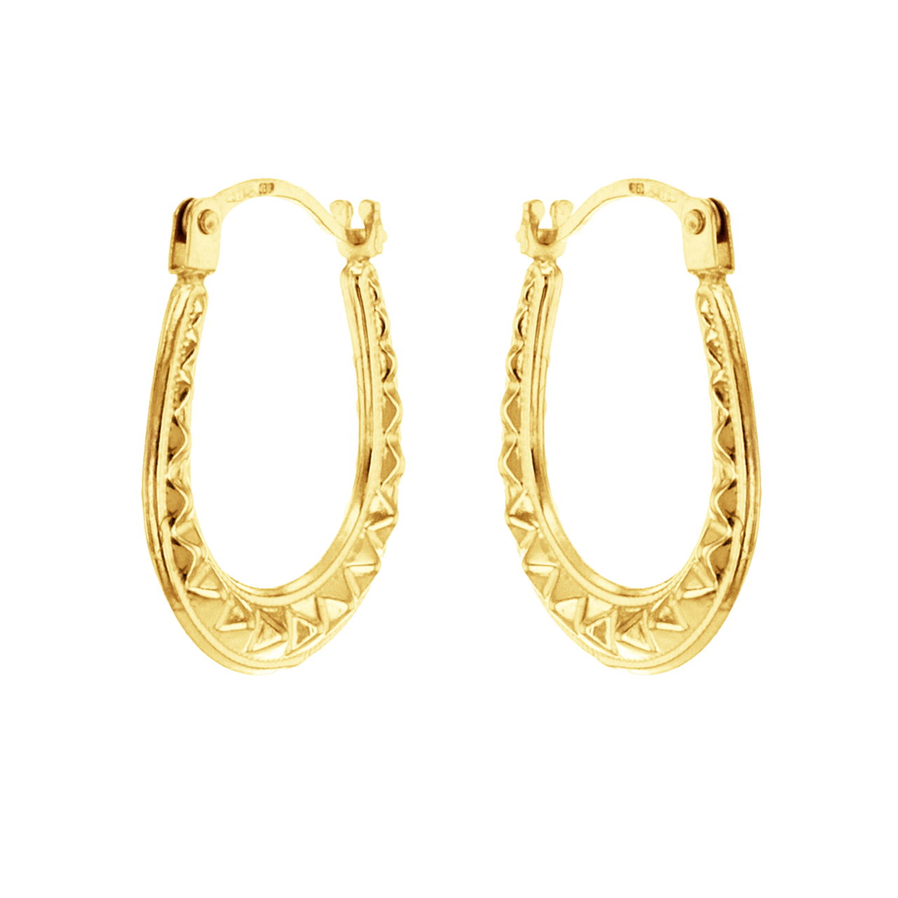 Ohrringe aus 375 Gold, oval, mit Muster