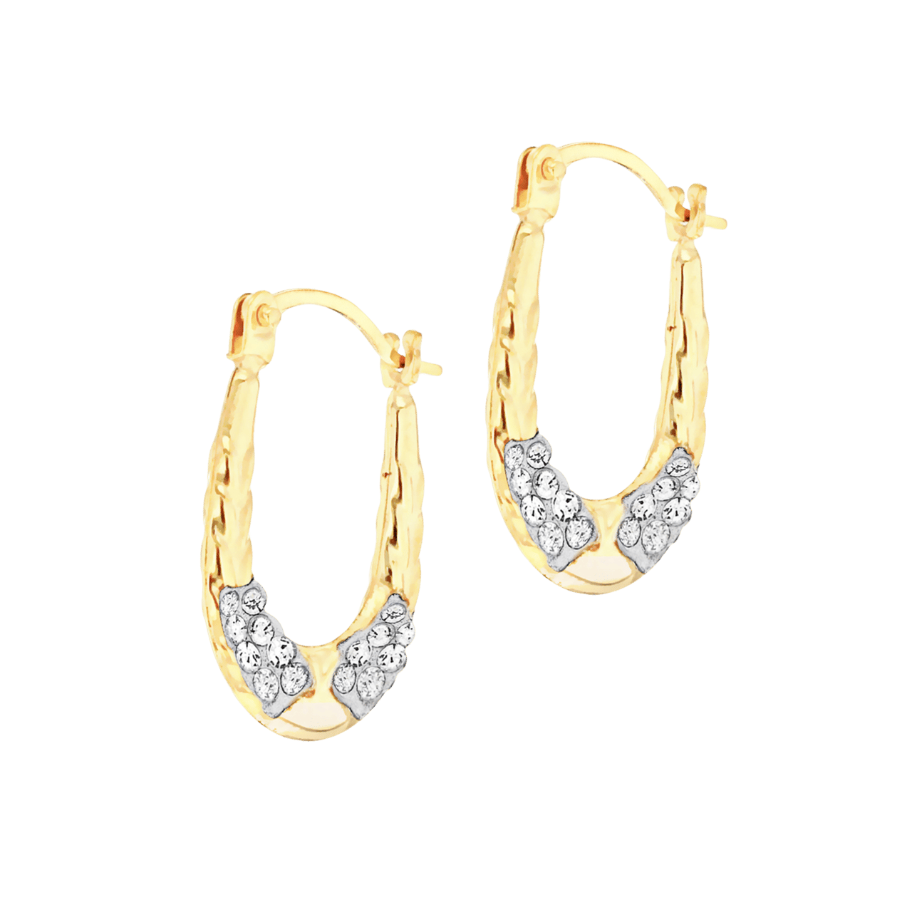Ohrringe aus 375 Gold, oval, mit Kristall
