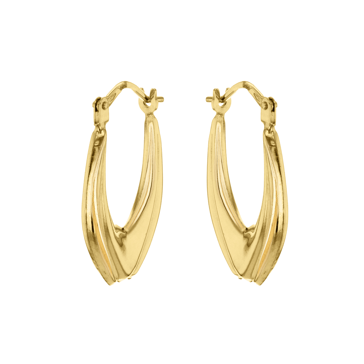 375 Gold Ohrringe, oval, Tulpenform