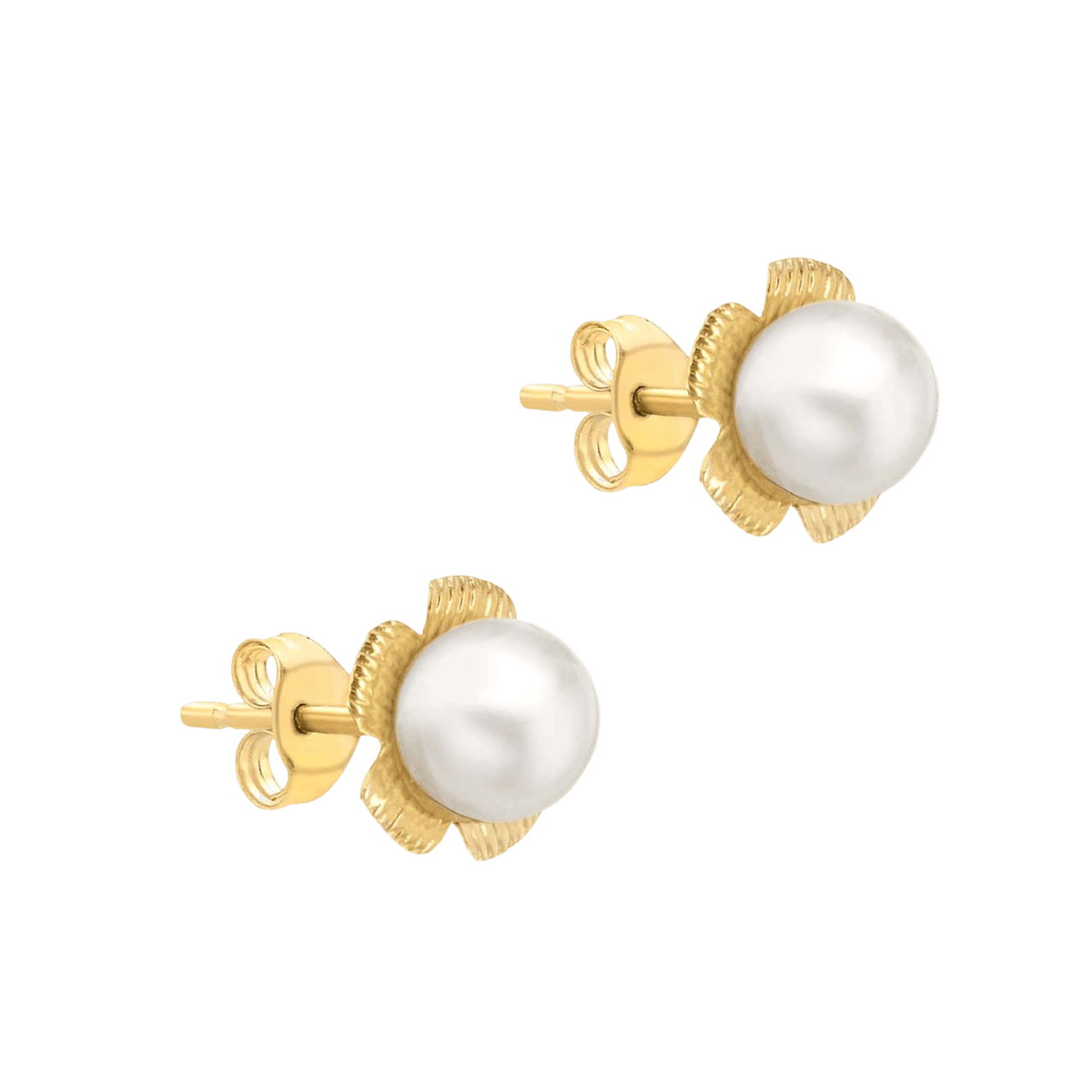 375 Gold Ohrstecker, Blume mit Perle