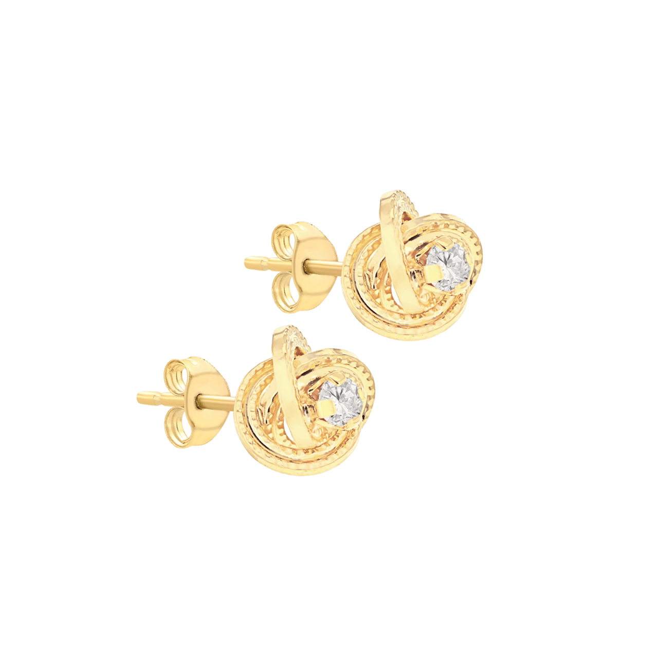 375 Gold Ohrstecker, Knoten mit Zirkonia