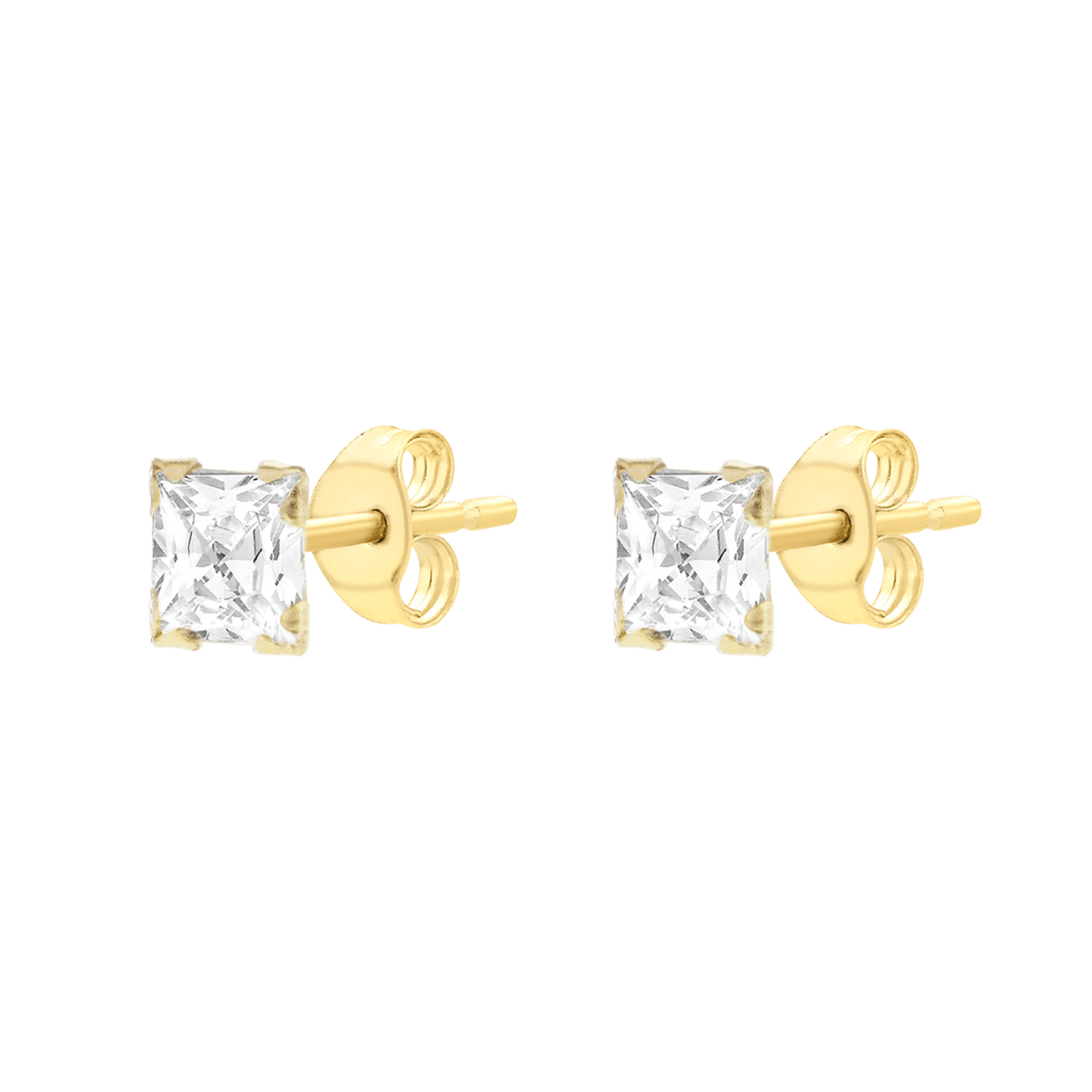 375 Gold Ohrstecker, viereckig, mit Zirkonia