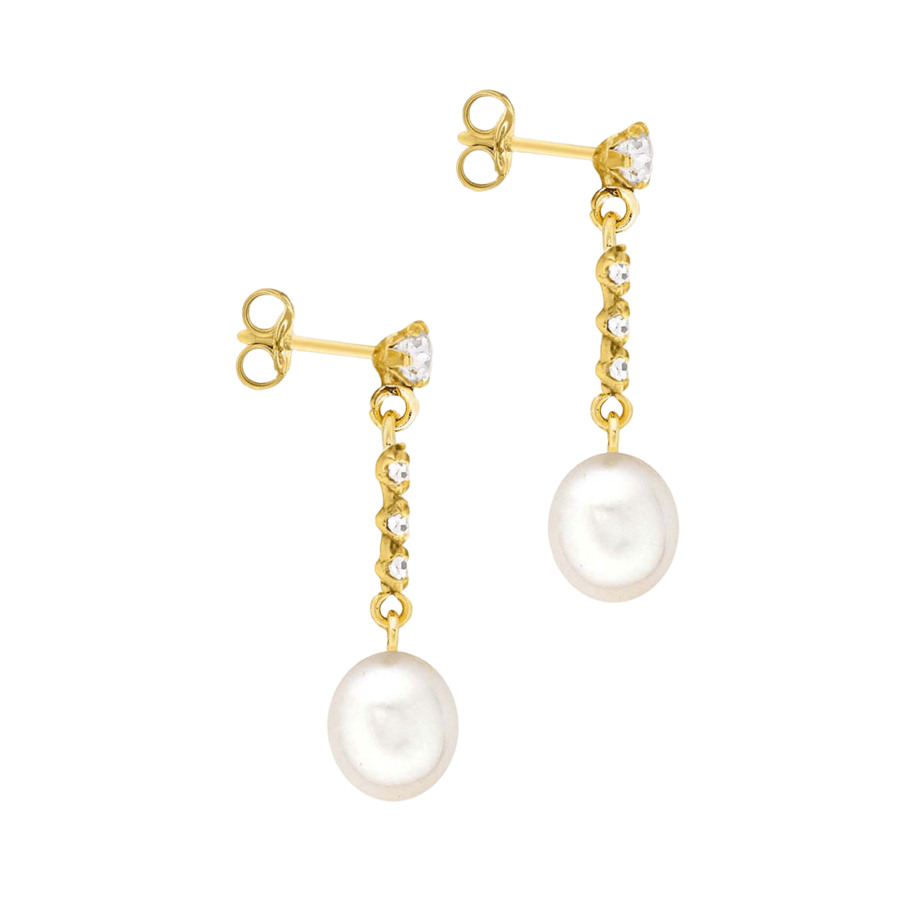 375 Gold Ohrringe mit Zirkonia und Perle