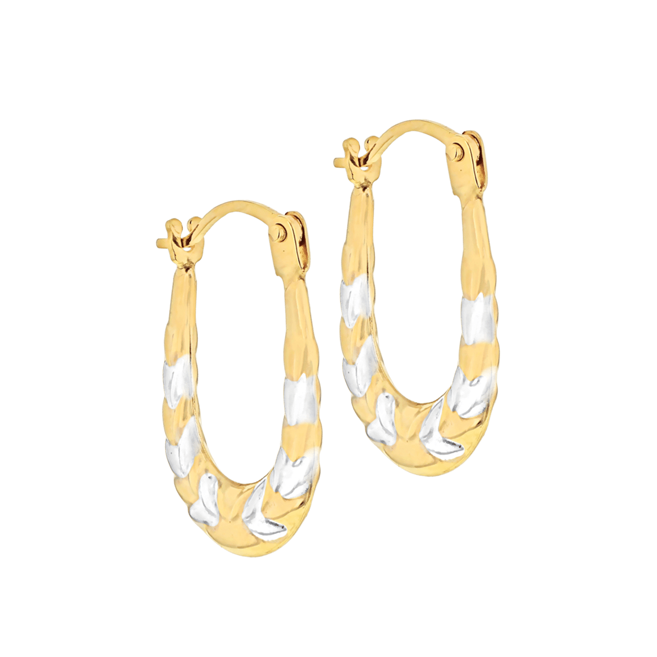 Ohrringe, 375 Gelb- und Weißgold, oval
