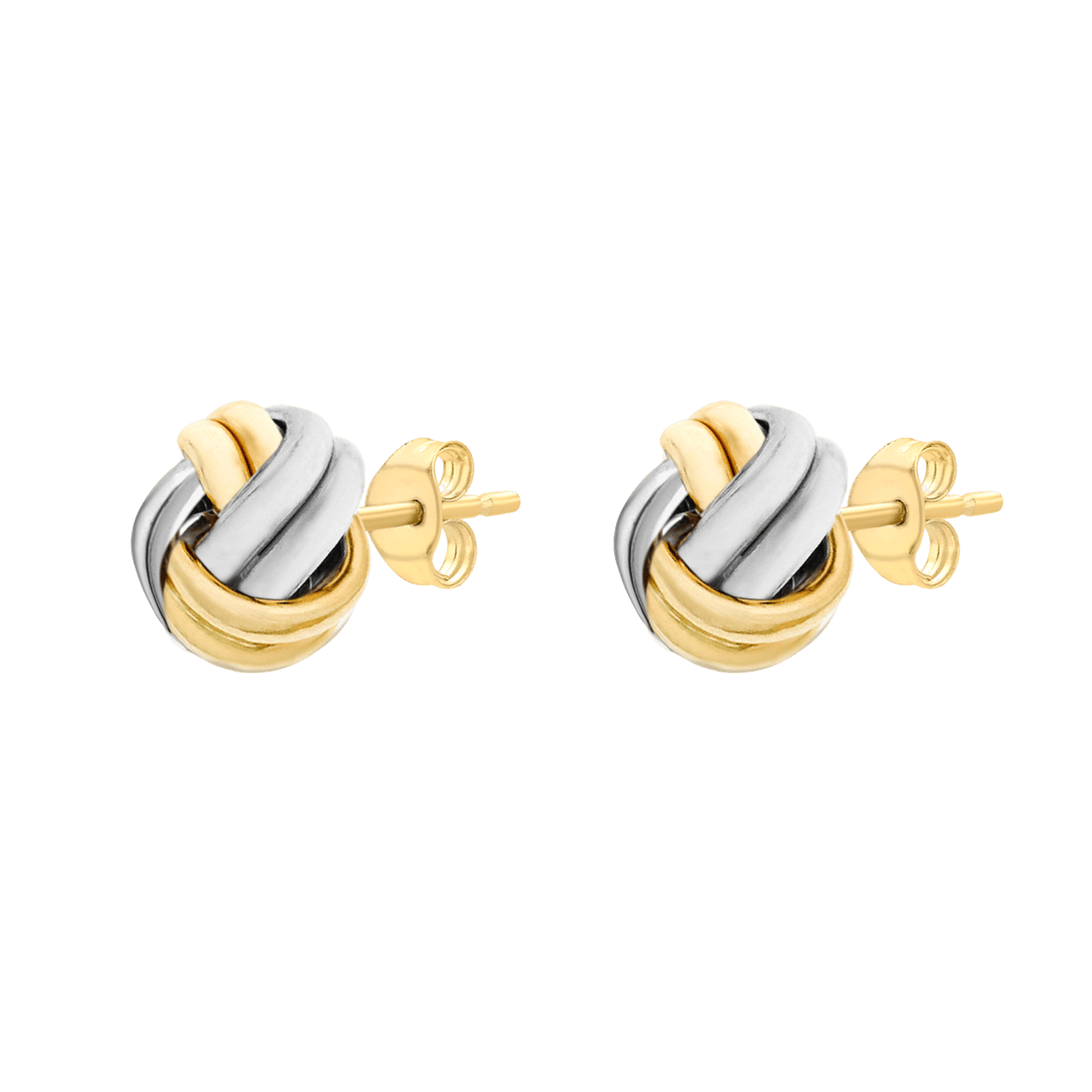 375 Gold, zweifarbige Ohrstecker, Knoten