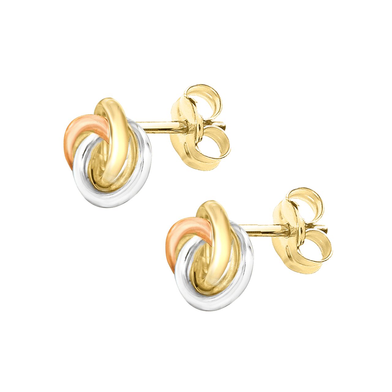 9 karaat tricolor oorknoppen voor dames