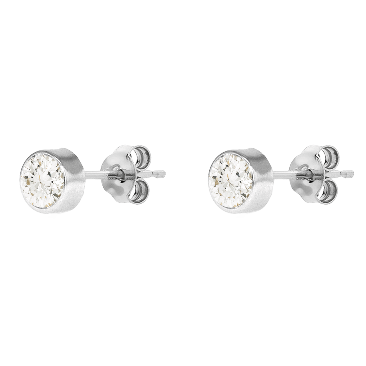 375 Gold Ohrstecker, rund, weiß