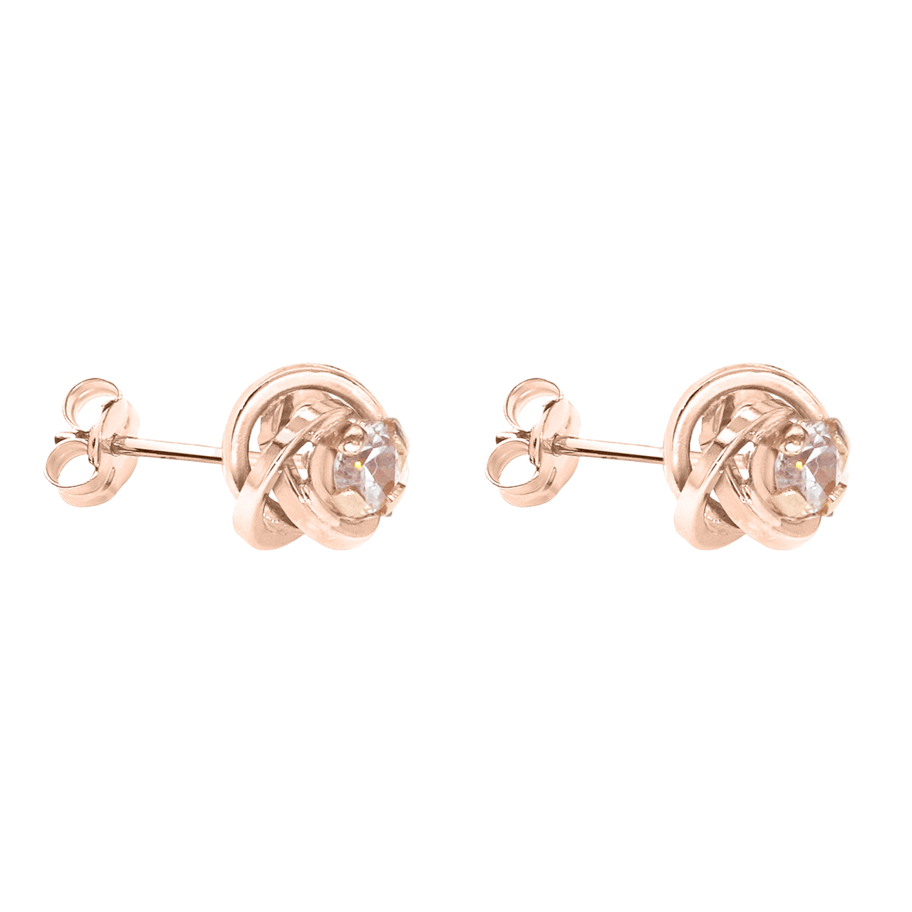9 karaat oorknoppen rose met zirkonia voor dames