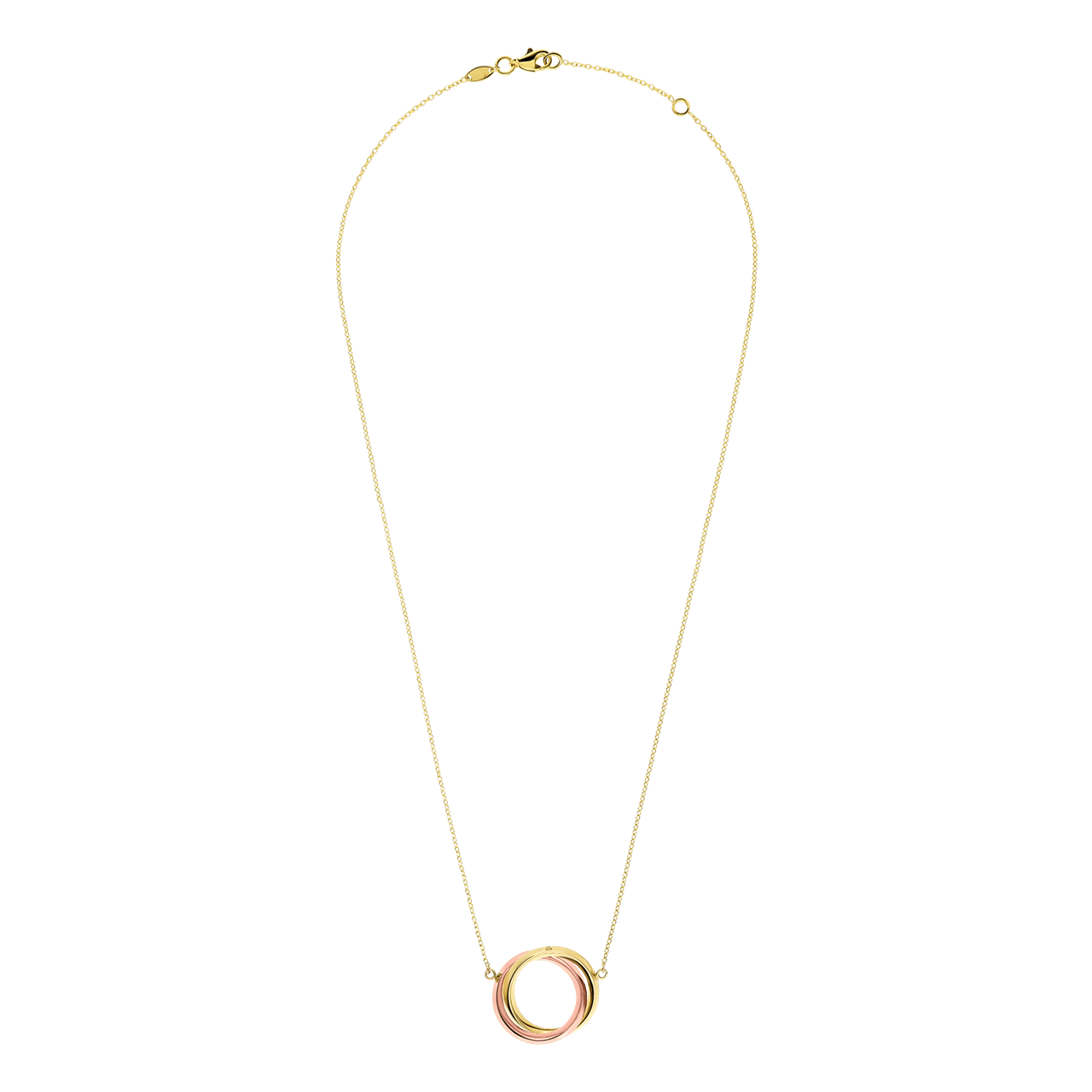 9 karaat bicolor ketting met dubbele ring voor dames