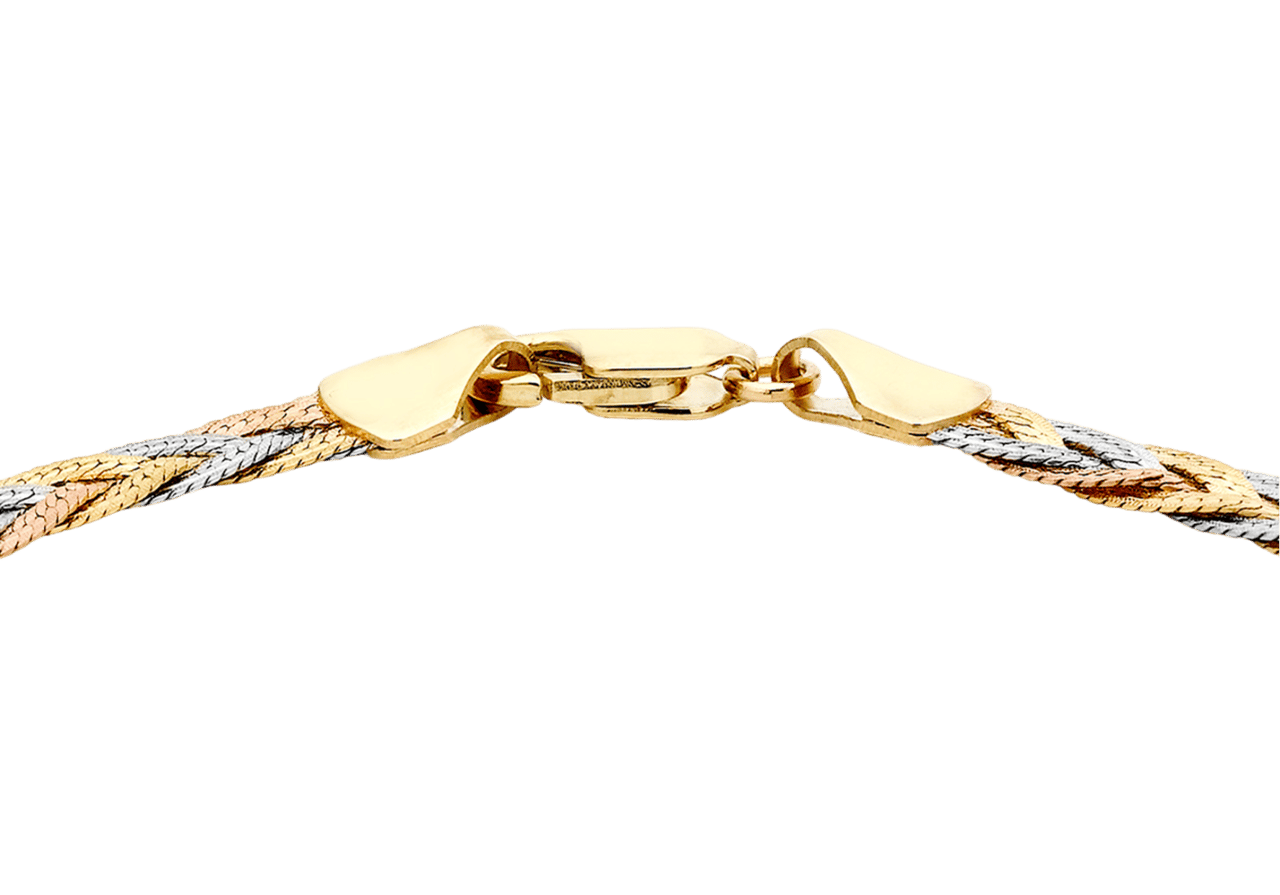 Armband, 375 Gold, dreifarbig, Fischgrätkette