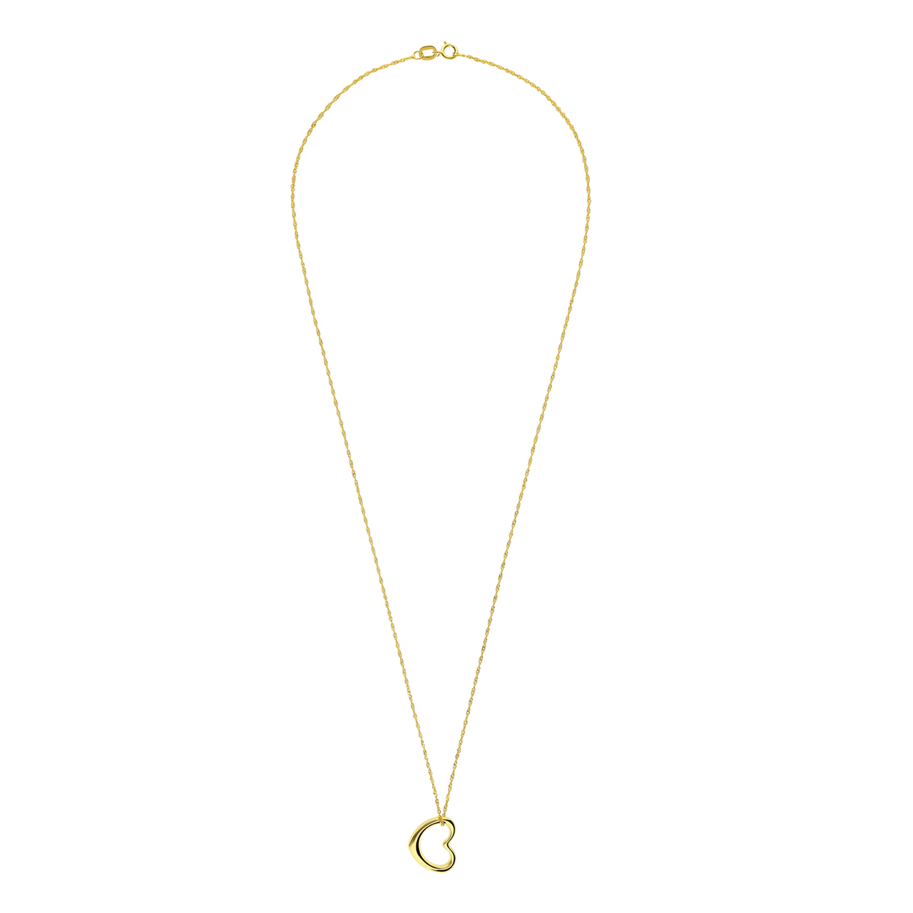 Halskette aus 375 Gold mit Anhänger, offenes Herz
