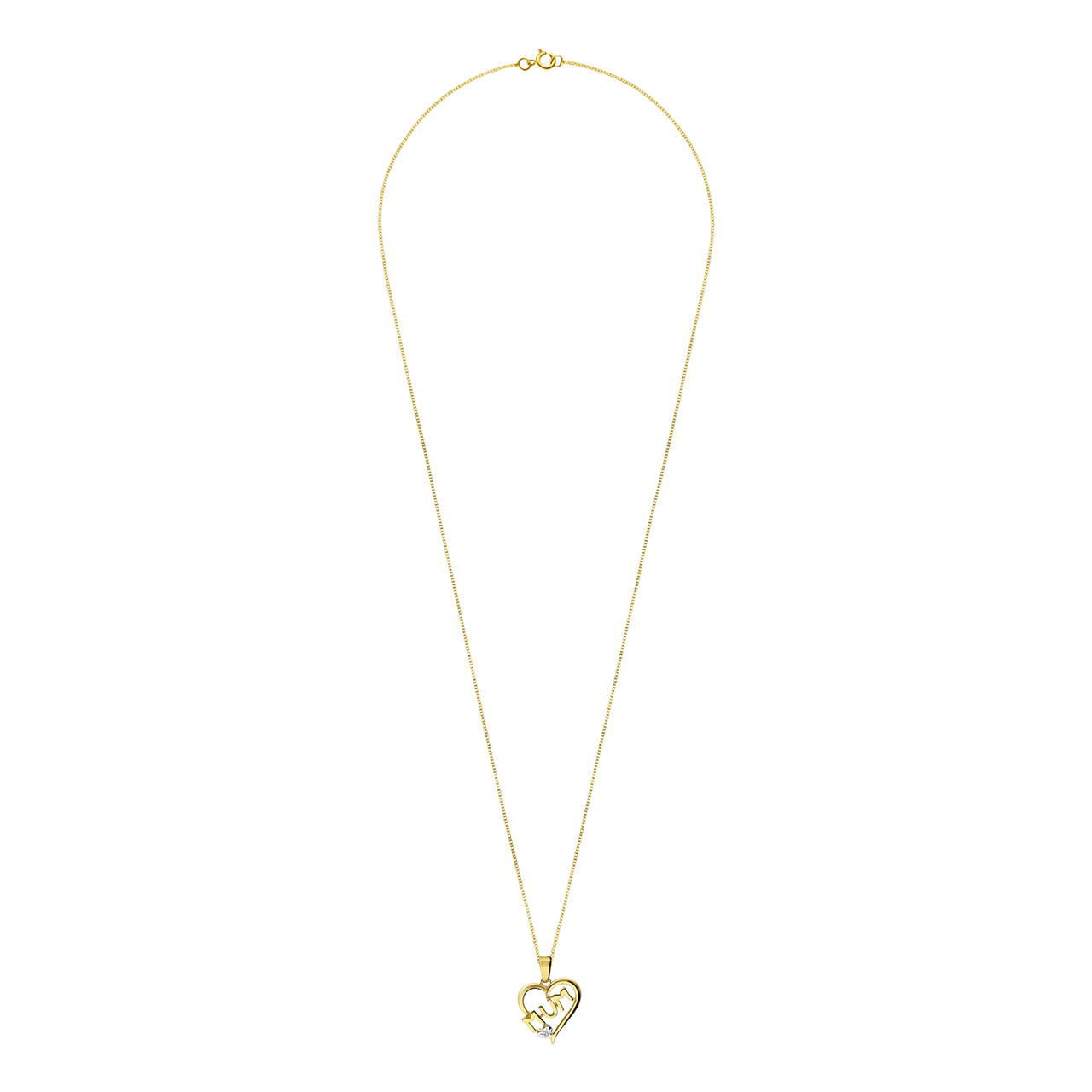 375 Gold Halskette mit Herzanhänger mit Diamant
