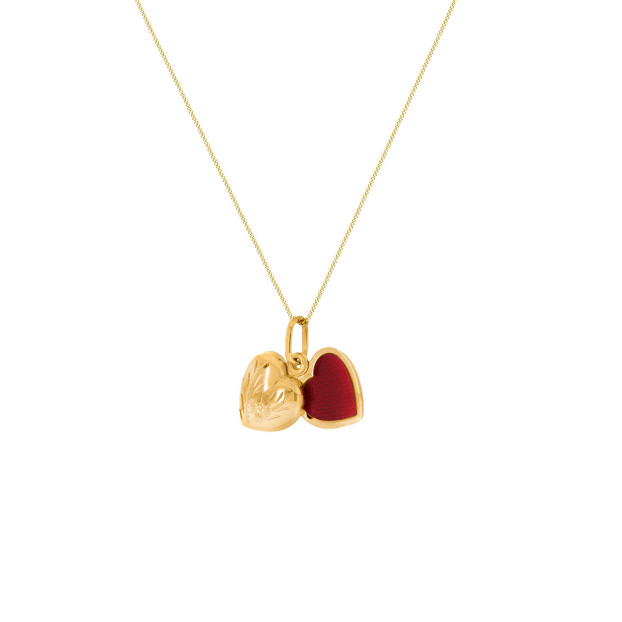375 Gold Halskette, Herzmedaillon mit Blumen