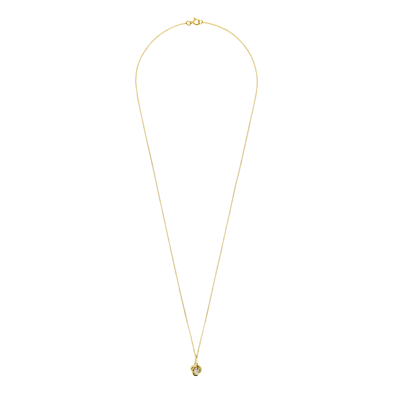 Kette aus 375 Gold mit Knotenanhänger mit Zirkonia