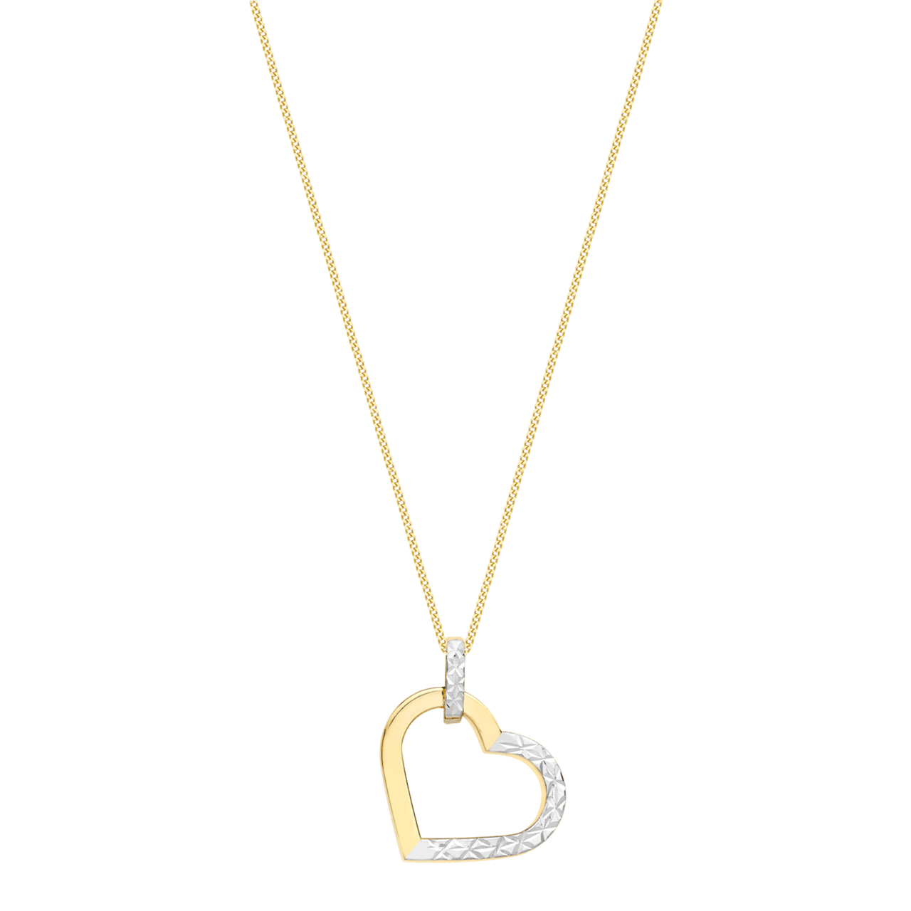 9 karaat bicolor ketting met hanger open hart voor dames
