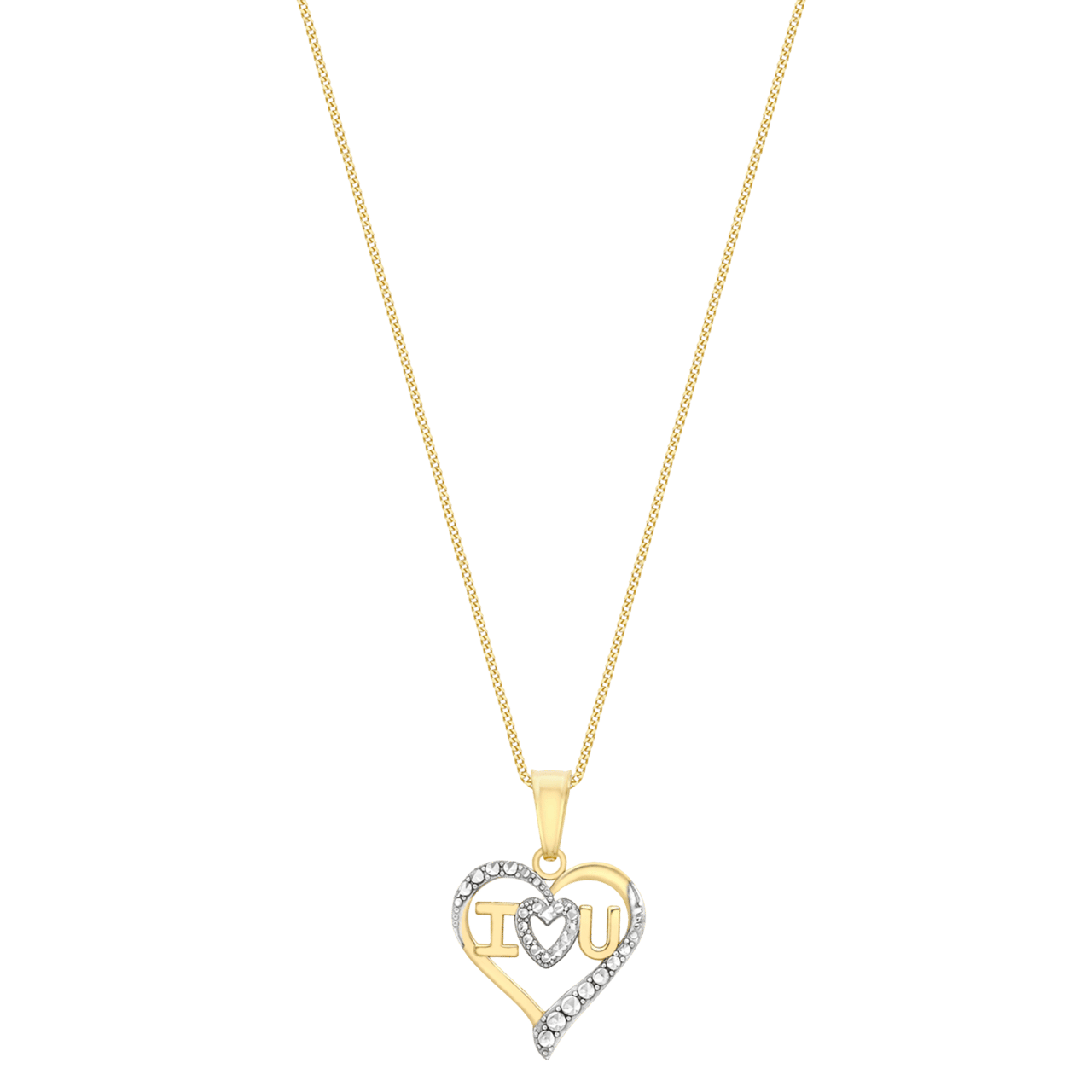 Zweifarbige 375 Gold Halskette mit Herzanhänger mit Zirkonia