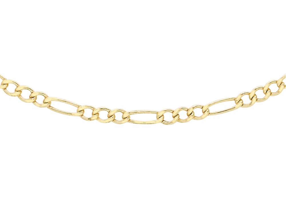 Halskette, Figaro, aus 375 Gold mit Diamantschliff