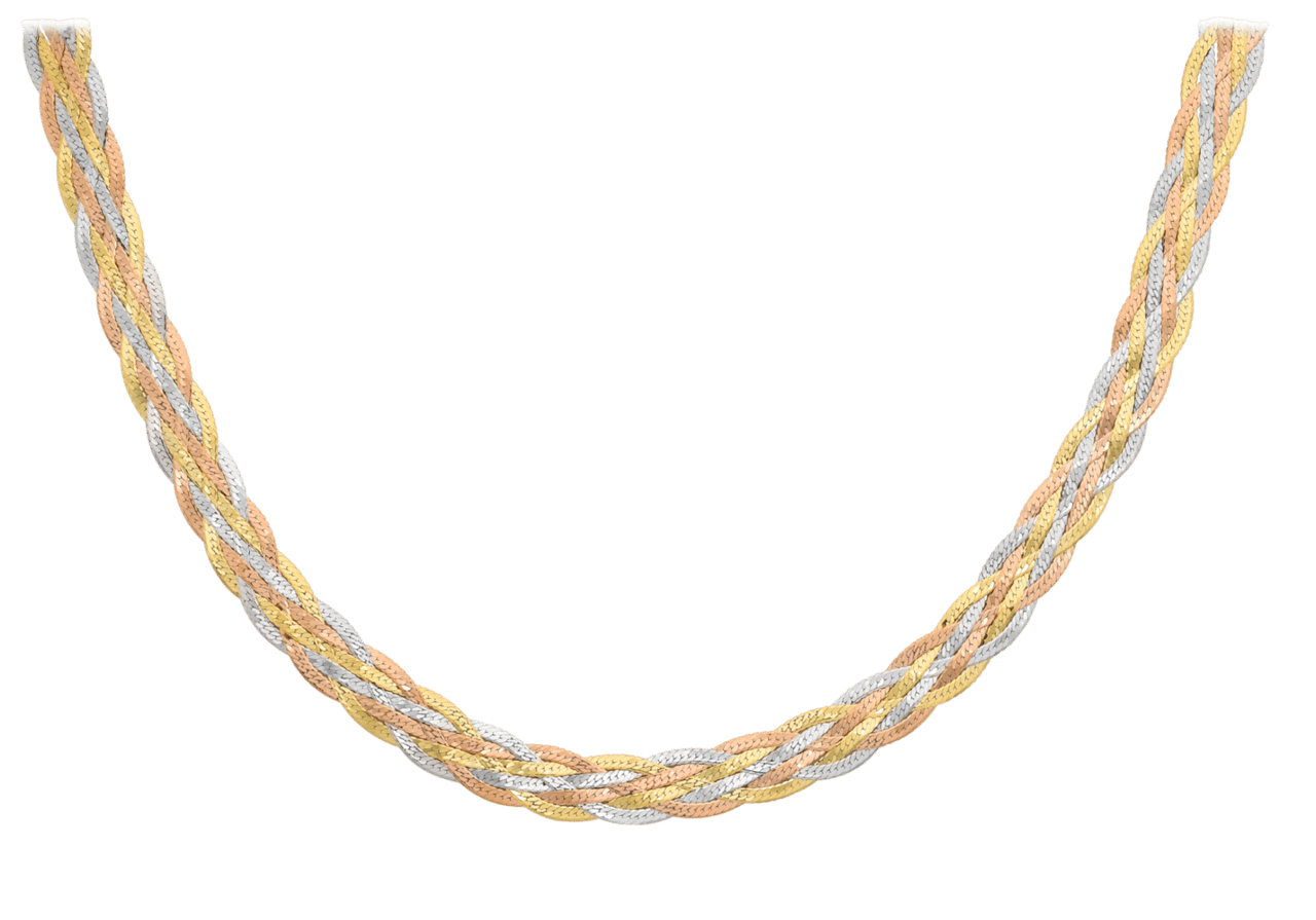 9 karaat tricolor ketting herringbone voor dames