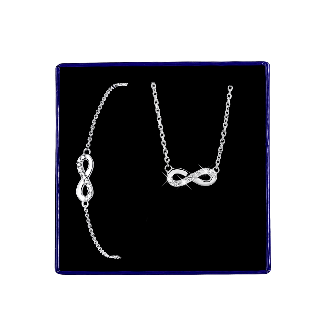 Set aus 925 Silber mit Zirkonia, „Infinity"