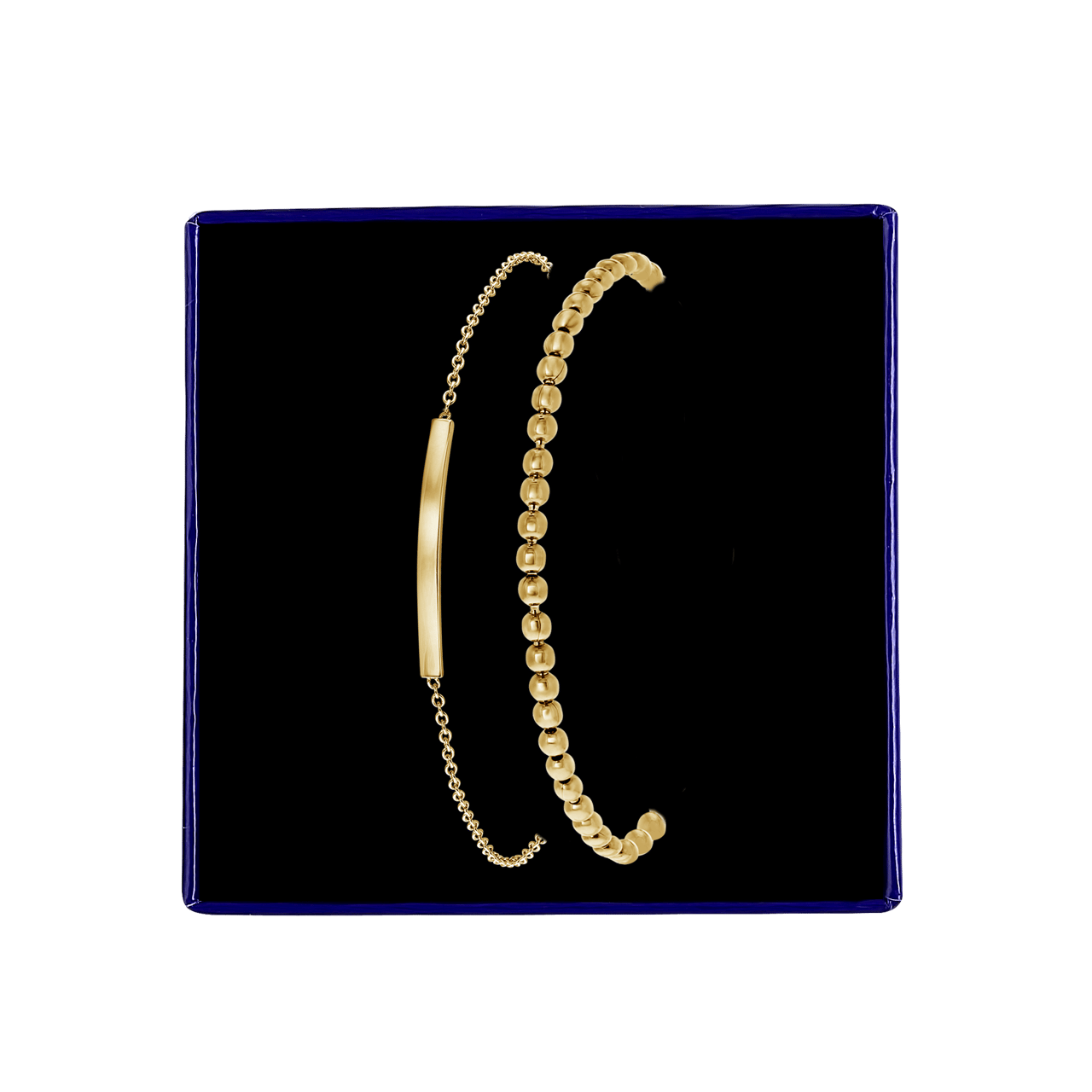 Zilveren goldplated sieradenset voor dames met goldplated bolletjes & bar