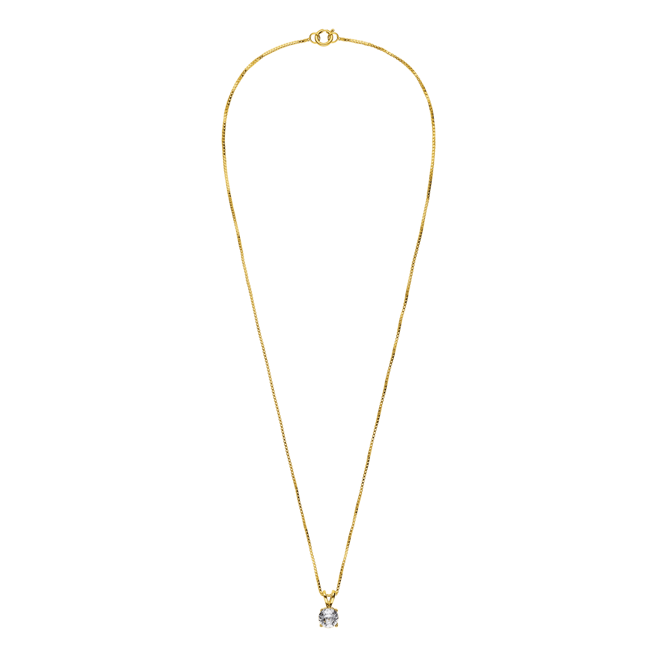 Zilveren ketting goldplated kristal white voor dames