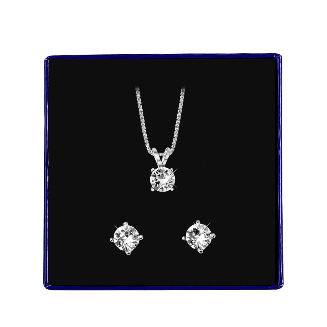 Schmuckset, 925 Silber, Kristall, weiß