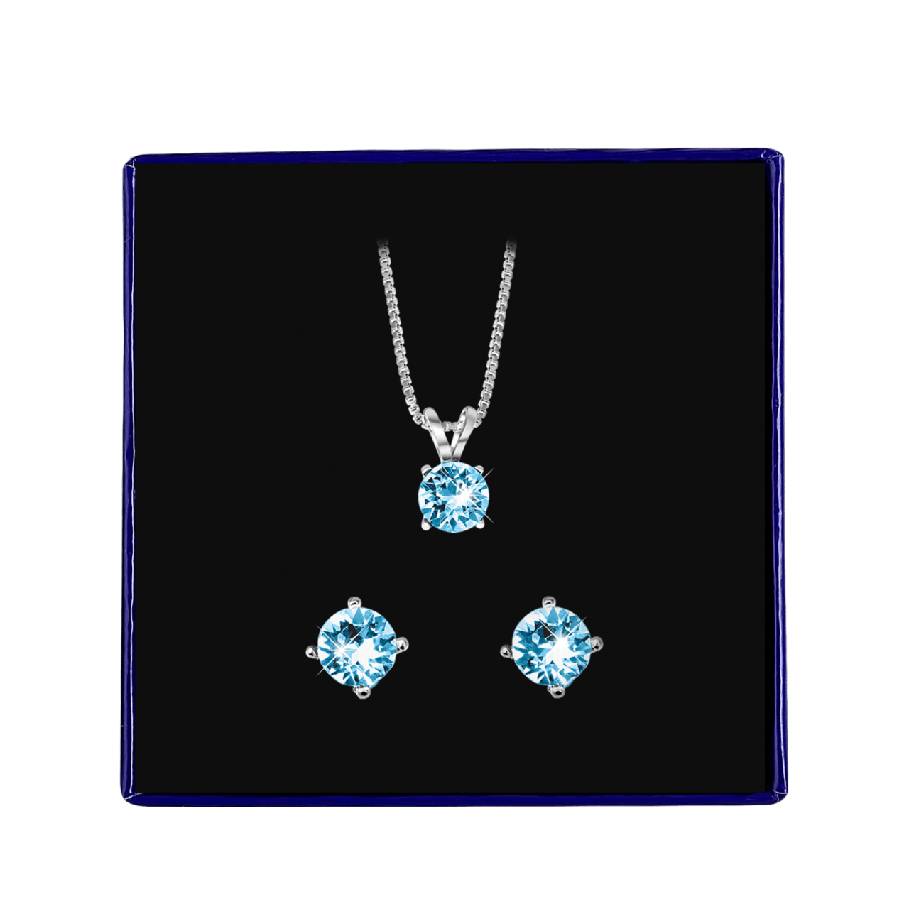 Zilveren set kristal aqua