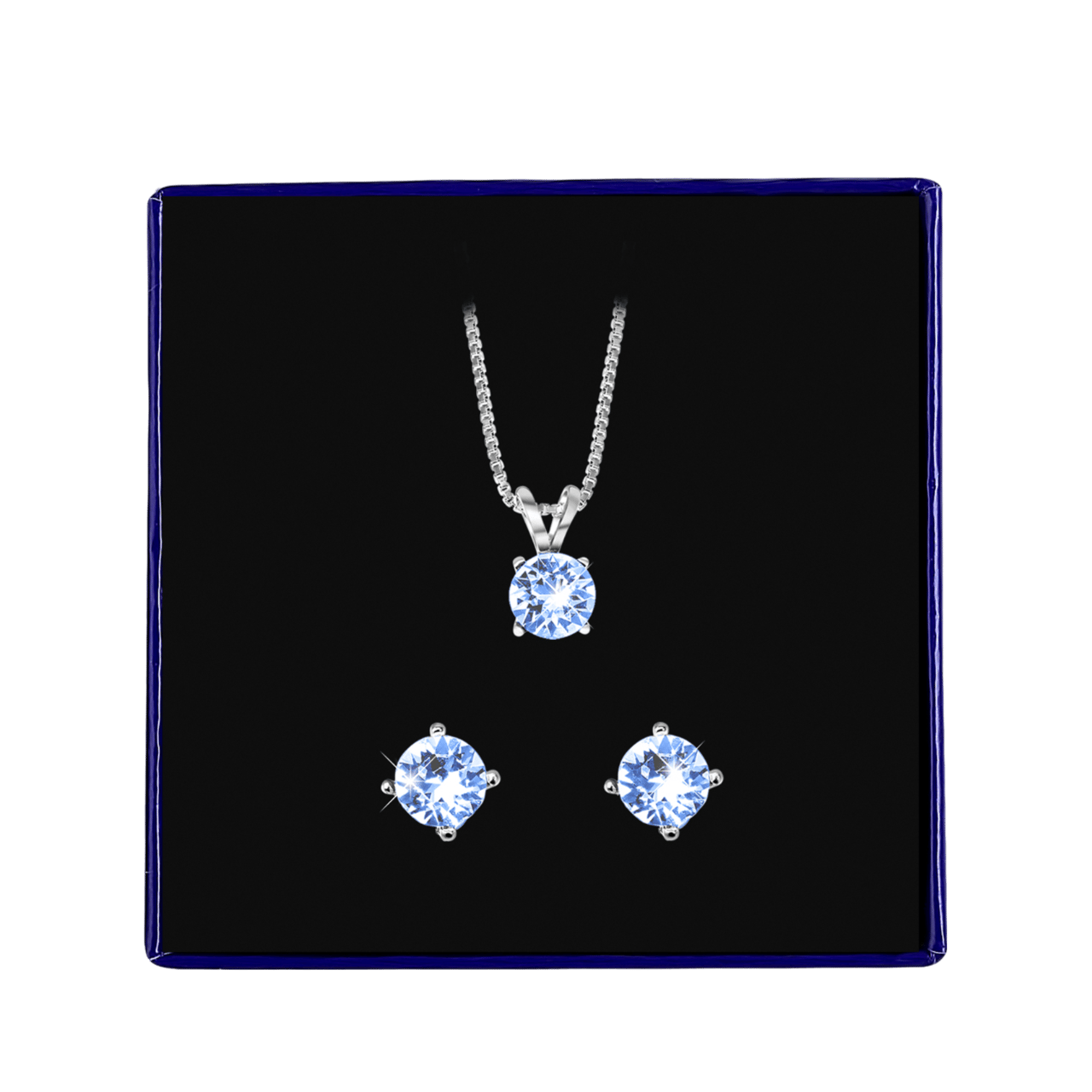 Zilveren set kristal light sapphire