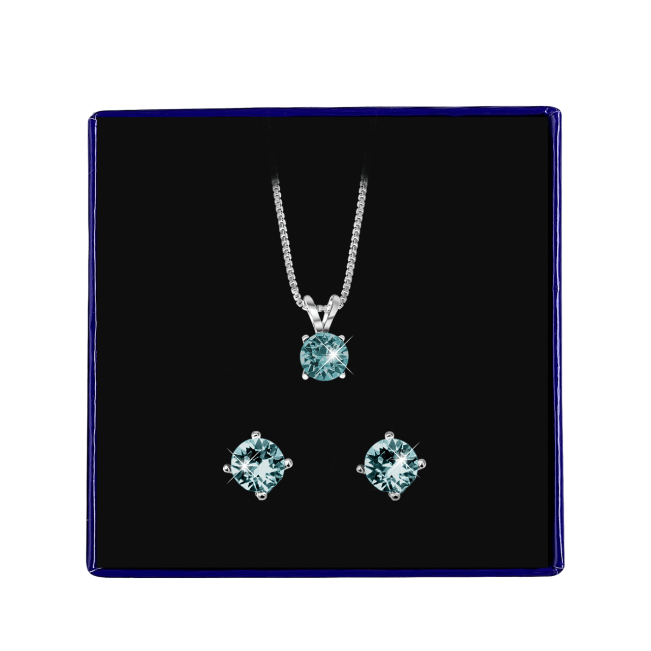 Zilveren set kristal indicolite