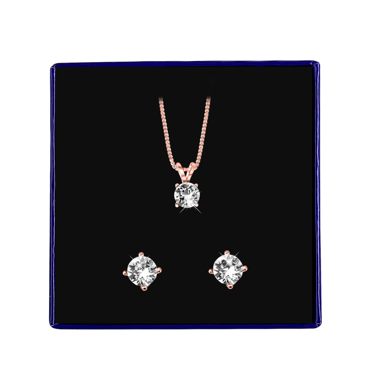 Schmuckset, 925 Silber, rotvergoldet, Kristall, weiß