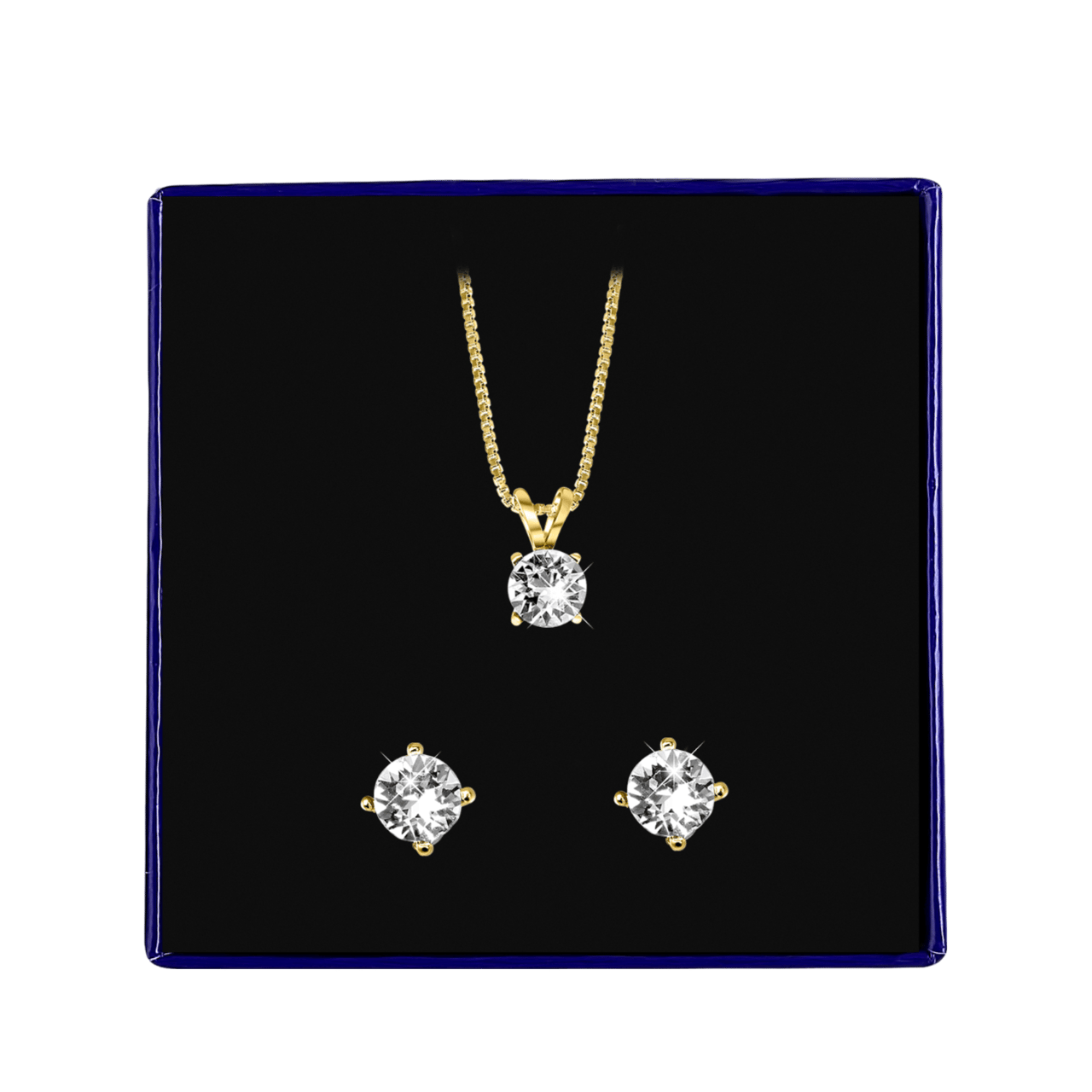 Schmuckset, 925 Silber, vergoldet, Kristall, weiß