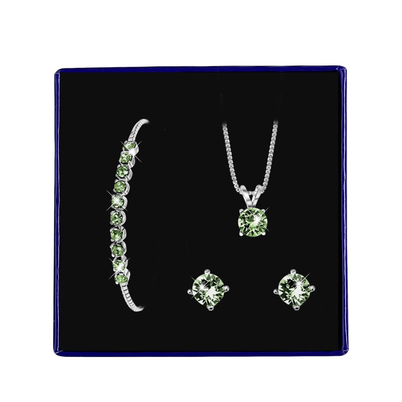 Zilveren set kristal erinite