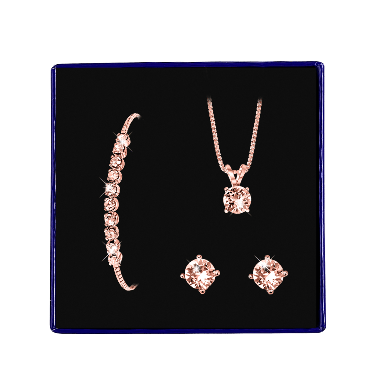 Zilveren roséplated sieradenset met kristal voor dames