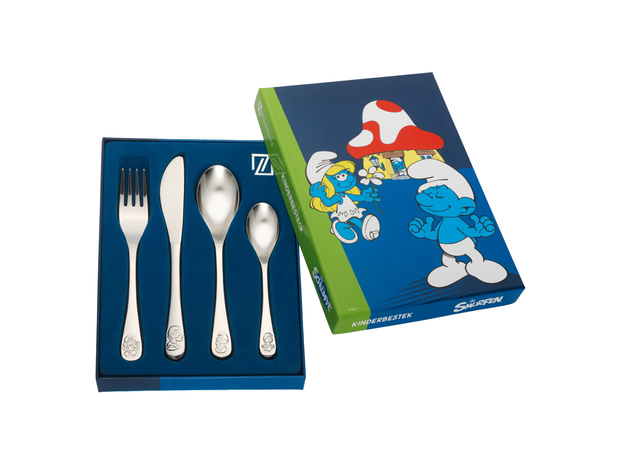 Kinderbestek De Smurfen 4-delig RVS