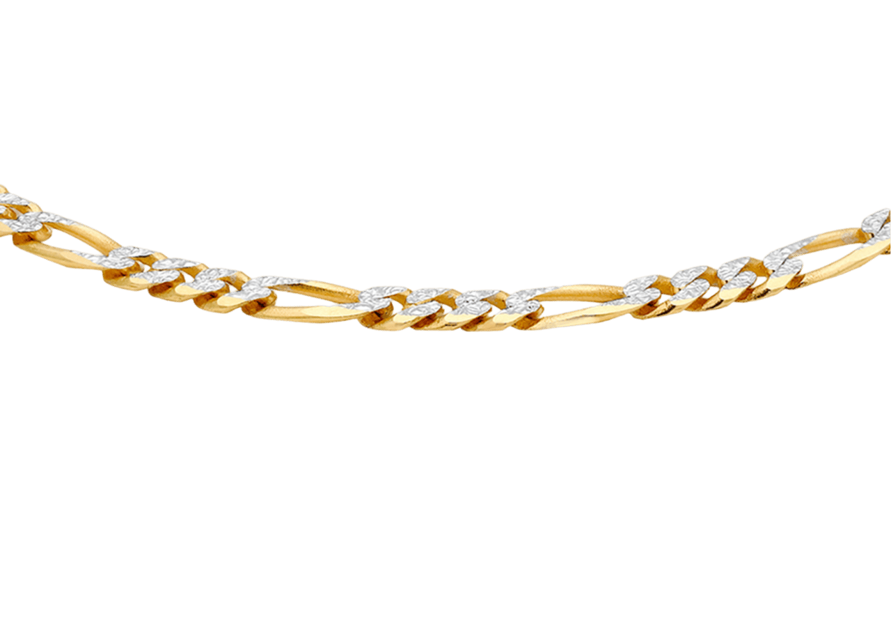 375 Gold Armband mit Figaro-Gliedern und Diamantschliff