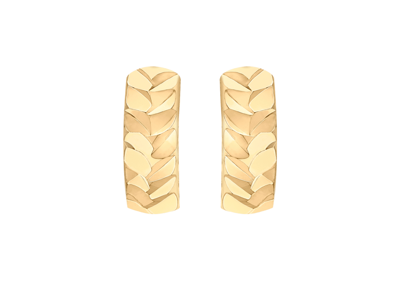 Ohrringe, 375 Gold, rund, schön bearbeitet, 12 mm