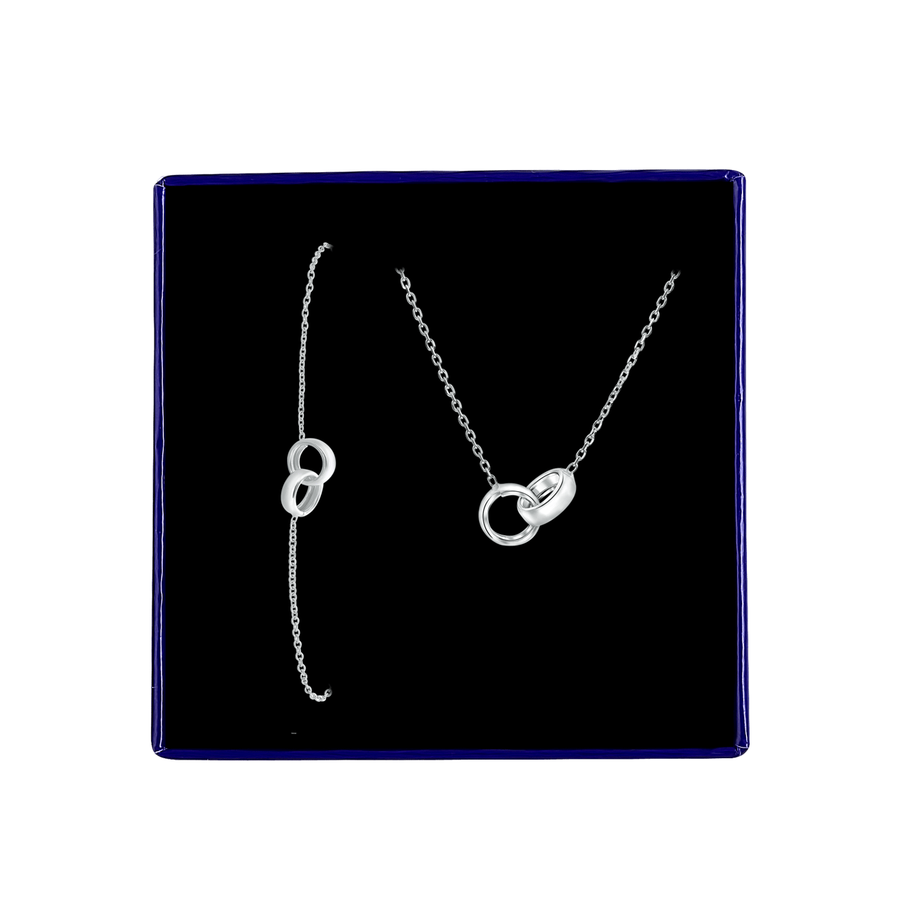 Gerecycled zilveren set ketting&armband rondjes