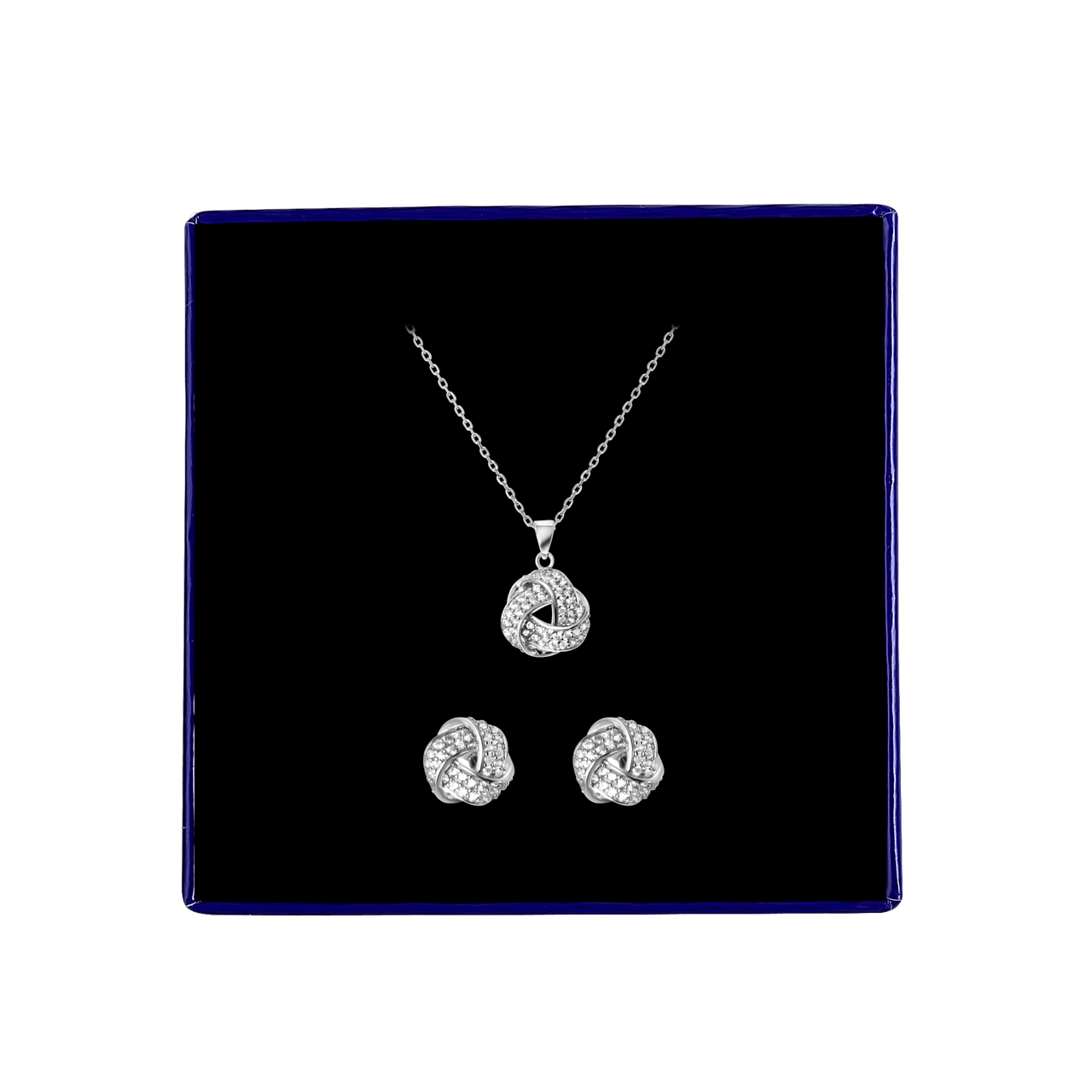Zilveren set ketting&oorbellen met zirkonia