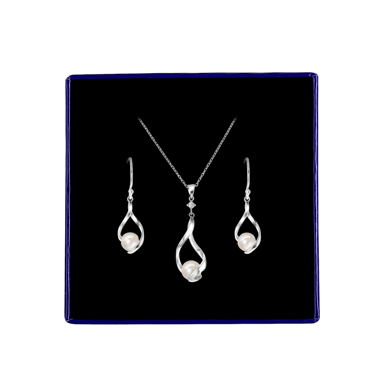 Schmuckset, Halskette & Ohrringe, 925 Silber, mit Süßwasserperle