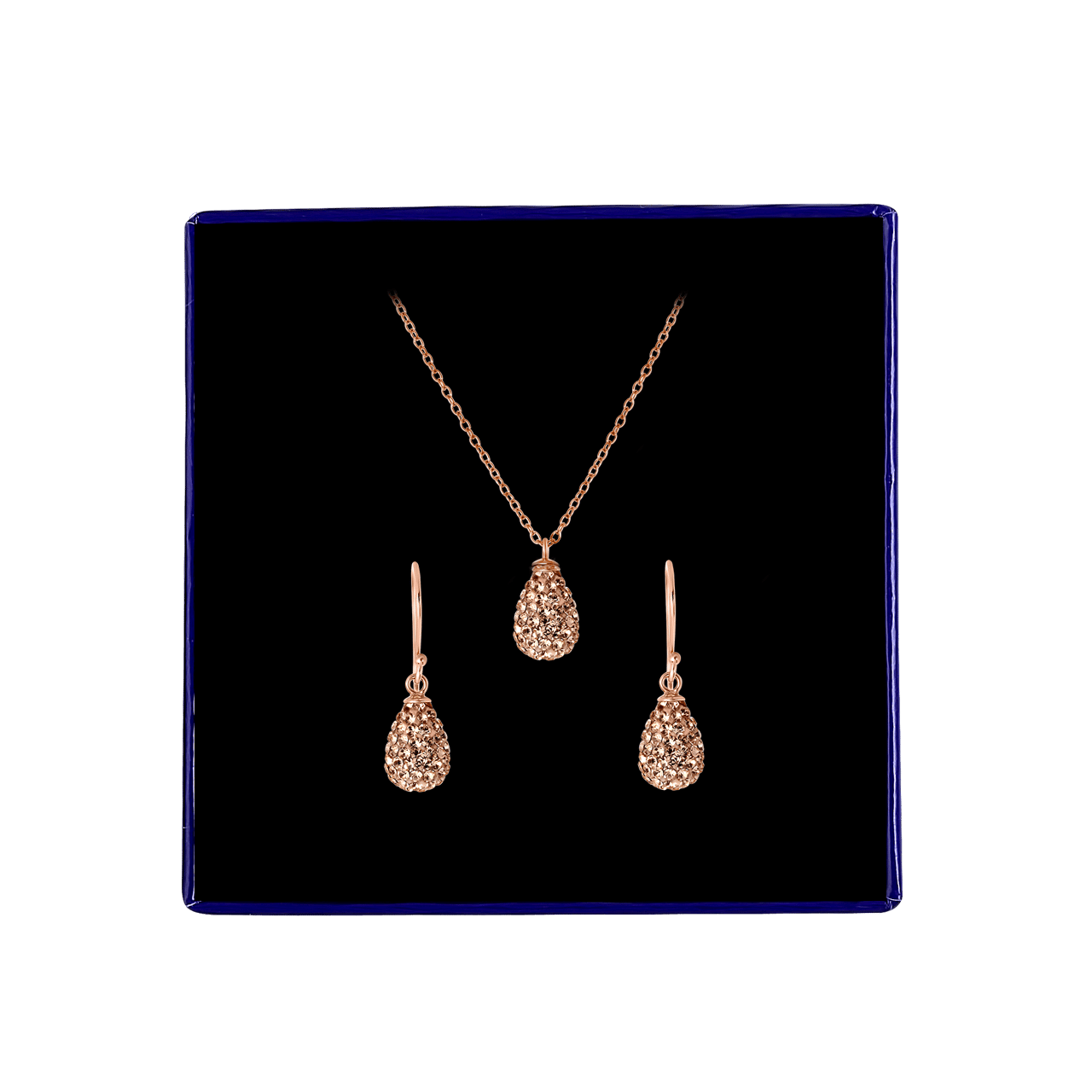 Zilveren set roseplated met kristal