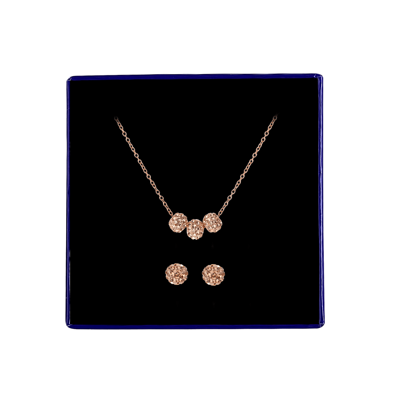 Schmuckset, 925 Silber, rotvergoldet, mit Kristall